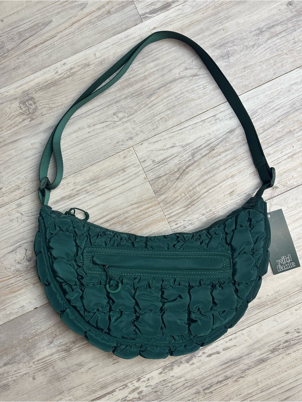 wild fable Emerald Green Quilted Crescent Crossbody Bag NWT